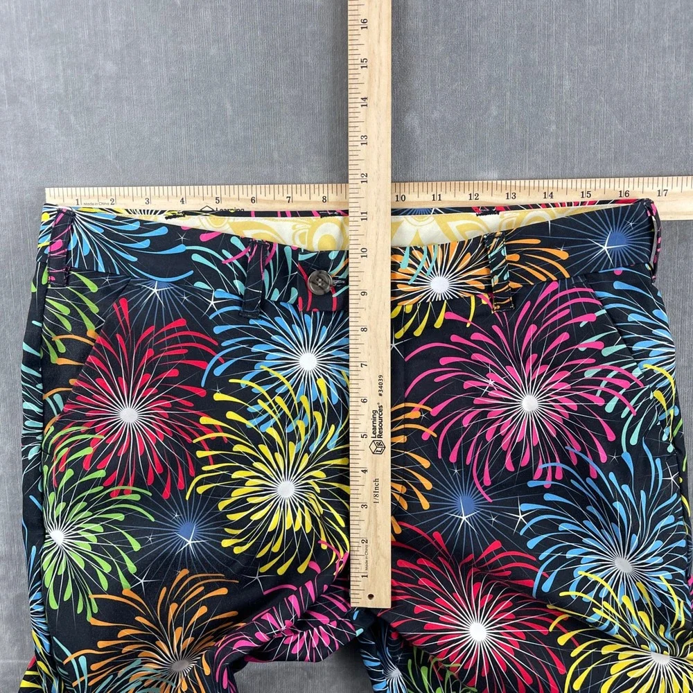 Loudmouth Mens 32 Black Multi Firework Golf Shorts LM Logo 5594